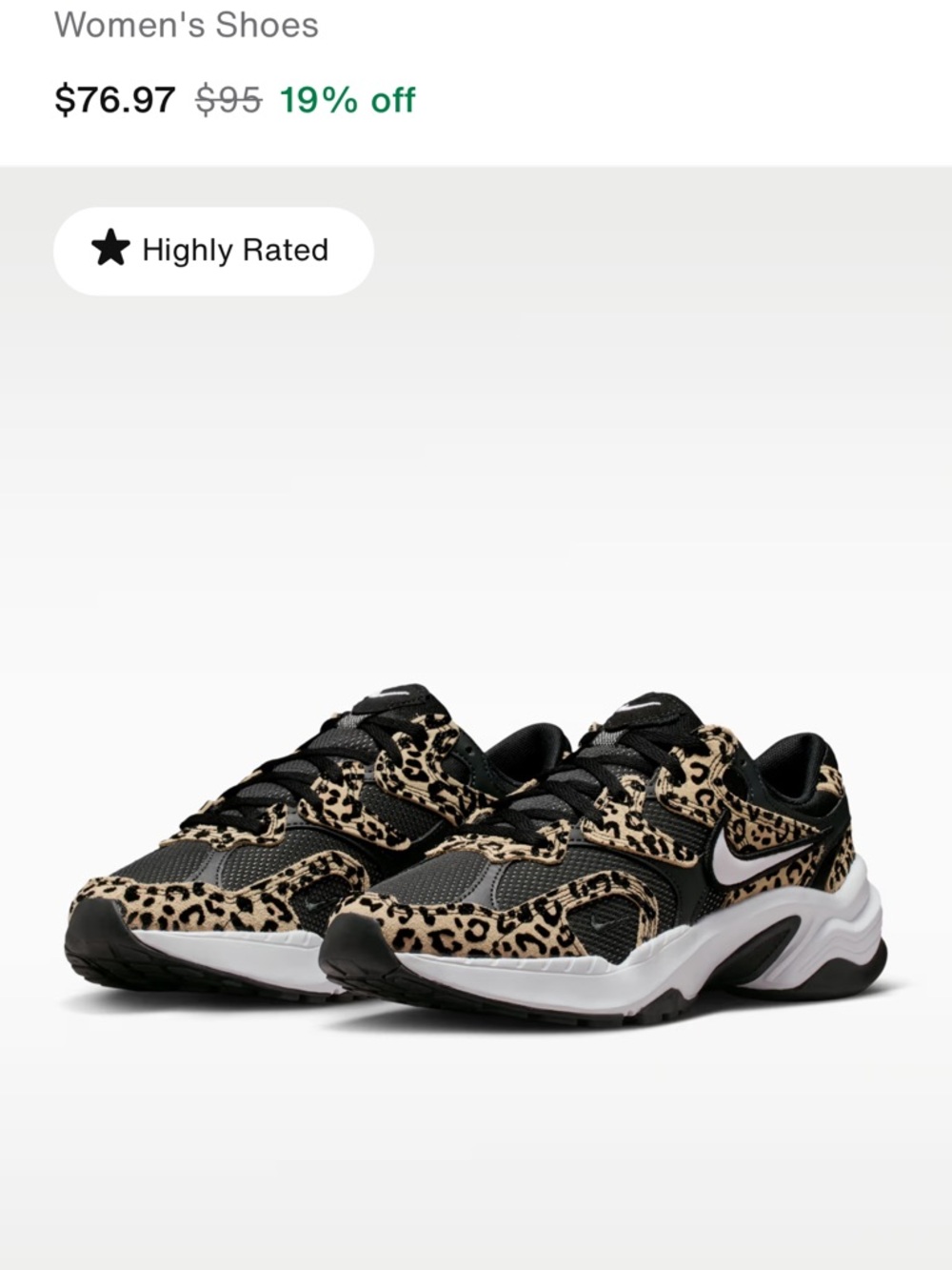 Nike Women's Leopard Print Black & Tan Athletic Sneakers